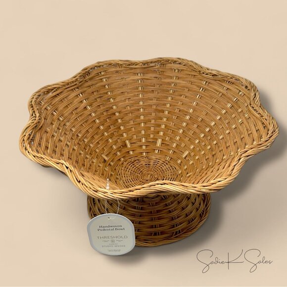 Woven Bowl Wavy Rim with Pedestal Base Basket - Threshold Studio McGee - Target - Picture 7 of 9